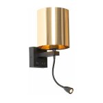 Bresciakap - led applique murale avec lampe de lecture - 1 lumi�re - l 15. 8 cm - noir et or - moderne, ...
