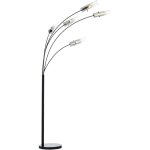 Brilliant - lamp glasini lampadaire 5 ampoules noir mat / verre fum noir 5x c35, e14, 25 w