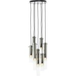 Brilliant - lamp glasini suspension 7 ampoules noir mat / verre fum� verre / m�tal noir 7x c35, e14, ...