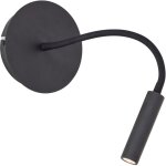 Lampe jutta led spot mural avec bras flexible et interrupteur sable noir m�tal / plastique noir 4, 1 ...