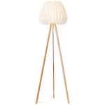 Brilliant - lampe, lampadaire inna, lumire  trois pieds en bois / blanc, bambou / plastique, 1x a60, ...