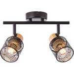 Brilliant - lampe santy spot tube 2 lampes noir / mtal naturel / textile marron 2x d45, e14, 42 w