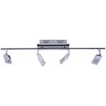 Plafonnier chrome spot strip 4 ampoules lampe de salon orientable, m�tal plastique, 4x led 3w 170lm blanc ...
