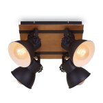 Brilo - plafonnier spot ner leuchten tempa, 60 w, ip20, noir, m�tal - bois, excl. 4x e27, 38 x 38 x 21 ...