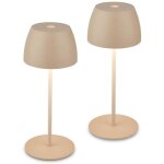 Briloner - 2x mini led lampe de table sans fil accu lampe ip44 dimmable 2700k touch beige