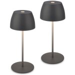 Briloner - 2x mini led lampe de table sans fil accu lampe ip44 dimmable touch anthracite