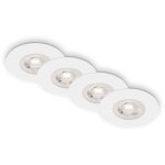 Set 4 spots led encastrables modernes blanc �90mm, 5w 480lm 3000k blanc chaud, ip44, ultra plat 25mm, ...