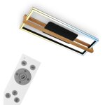 Briloner - cct led plafonnier, noir, avec bois, led / 50w Briloner - cct led plafonnier, noir, avec bois, led / 50w