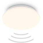 Briloner ugo plafonnier led, couleur de lumi�re blanc chaud, d�tecteur de mouvement, blanc, �27 x 6 cm ...