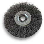 Brosse circulaire acier � 125 mm epaisseur 1 rang fil dur 0. 30 mm ondul� al�sage 16 mm touret meuleuse ...