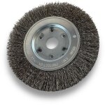 Brosse circulaire inox � 150 mm epaisseur 1 rang fil dur 0. 30 mm ondul� al�sage 20 mm + r�ducteur bague ...