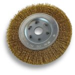 Brosse circulaire laiton � 150 mm epaisseur 1 rang fil dur 0. 30 mm ondul� al�sage 20 mm + r�ducteur ...