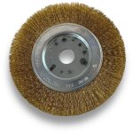 Brosse circulaire laiton � 150 mm epaisseur 1 rang fil souple 0. 20 mm ondul� al�sage 20 mm + r�ducteur ...