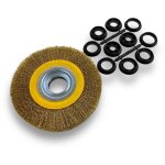 Brosse circulaire laiton � 150 mm epaisseur 3 rangs fil dur 0. 30 mm ondul� al�sage 32 mm + r�ducteur ...