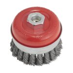 Brosse coupelle inox en fil metallique torsade 65 mm m14 pour meuleuse