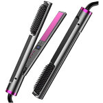 Brosse lissante 3 en 1 pour cheveux lisses et ondul�s lisseur c�ramique ptc