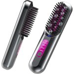 Brosse lissante sans fil, peigne chauffant portable de voyage 5000 mah, mini brosse lissante � ions n�gatifs ...
