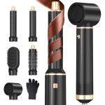 Brosse soufflante 5 en 1, brosse chauffante brushing et air styler avec t�tes amovibles (fer friser, ...