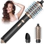 Brosse soufflante rotative, air styler 800w, seche cheveux ionique, brosse chauffante 3 en 1, fer a boucler ...