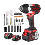 Brushless cl� � chocs sans fil 1800nm , 1 / 2  boulonneuse a choc, 3 vitesses de r�glage cle a choc batterie ...