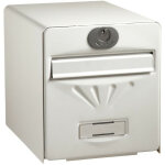 Burg wachter - boite aux lettres balneaire en acier galvanise - porte arriere vitree - blanc