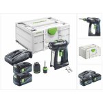 Festool c 18 - basic perceuse - visseuse sans fil 18 v 45 nm brushless + 2x batterie 5, 0 ah + chargeur ...