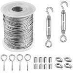 Cable m�tallique, 15m cable en acier inoxydable, cable inox avec serre - cables, manchons, corde en acier ...