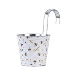 Cache pot design en zinc abeilles avec crochet