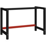Cadre de banc de travail pied de banc pied de meuble mtal 120x57x79 cm noir et rouge 80970