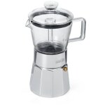 La cafetiere, verona machine � caf� en verre, chrom�e, 6 tasses, dans un coffret cadeau