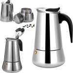 Beijiyi - cafetire italienne moka pot 9 tasses en acier inoxydable, compatible induction, compatible ...