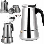 Aougo - cafetire italienne moka pot 9 tasses en acier inoxydable, compatible induction, compatible avec ...