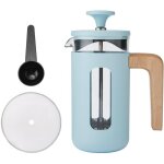 La cafeti�re pisa, bleu ciel, piston et cadre deen acier inoxydable, capacit� de 3 tasses, pressoir r�sistant ...