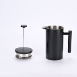 Cafetire  piston 350 ml (2 tasses) noir en acier inox  double paroi isolante i french press isotherme ...