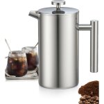 Cafeti�re � piston en acier inoxydable 1l, presse fran�aise avec triple filtres, french press avec fonction ...