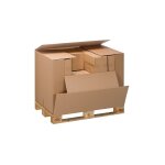Caisse container kraft avec abattant, double cannelure l 118 x l 78 x h 80 cm
