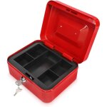 Caisse � monnaie - monnayeur 20 x 15 x 9 cm en acier pour pi�ces billets - caisse avec plateau amovible ...