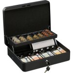 Caisse � monnaie, verrouillable, monnayeur & 4 compartiments � billets, fer, hlp 8, 5 x 30, 5 x 24, 5 ...