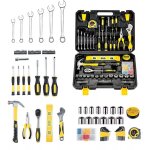 Caisse  outil complete 108 pices - boite  outils mnagers, malette outils avec jeu de tournevis, marteau, ...