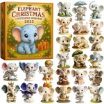 Calendrier de l'avent ornement 2d en acrylique, d�coration de sapin de no�l �l�phant de 24 jours, d�coration ...