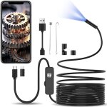 Cam�ra endoscopique avec lumi�re, cam�ra d'inspection pour c�ble semi - rigide de 10 m, endoscope de ...