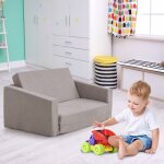 Canap lit enfant 2 en 1 - 2 place en flanelle textile avec housse amovible & lavable charge 50kg pour ...