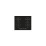 Candy ? plaque de cuisson gaz 4 foyers ? puissance 7200 watts ? verre tremp� noir ? grilles en fonte ...