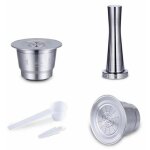 Capsule de caf� capsule nespresso r�utilisable en acier inoxydable 304 type filtre � caf� avec cuill�re ...