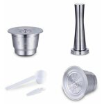 Capsule de caf capsule nespresso rutilisable en acier inoxydable 304 type filtre  caf avec cuillre ...
