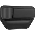 Car seat organizer with cup holder, pu leather storage box with cable hole for mobile phones keys (conductive ...