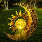 Carillon olien solaire d'extrieur en forme de boule de verre craquele, carillon olien tanche, dcoration ...