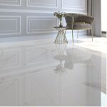 Carrelage effet marbre 60x60 cm blanc naturel ? gr�s c�rame durable ? bo�te de 1. 06 m� pour int�rieur ...