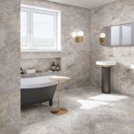 Carrelage gr�s c�rame effet marbre pesco 120x60 cm greige (gris / beige) - brillant / poli - bo�te de ...