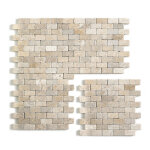 Carrelage de mosaque (boite de 1m) / plaque mosaque mur et sol en marbre naturel coloris beige mat ...